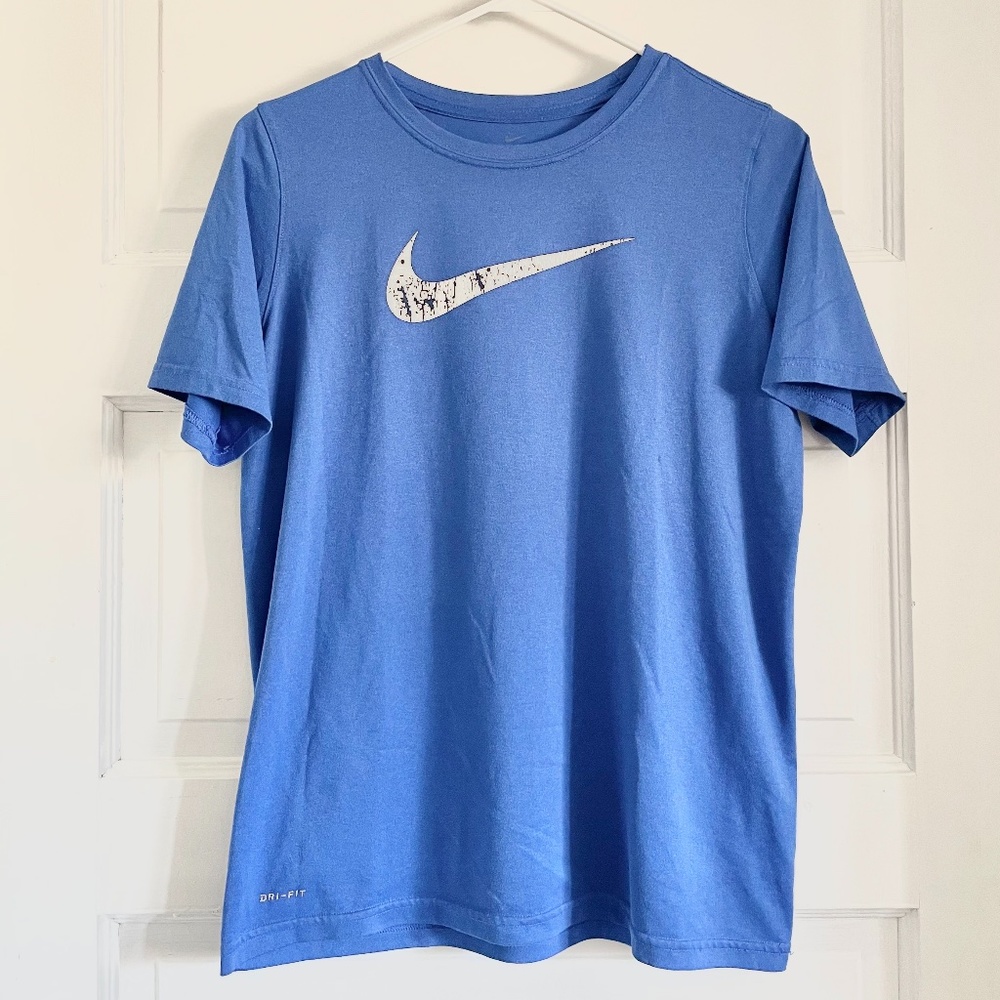 Bright blue Nike t shirt Dri-fit tee short sleeve t-shirt